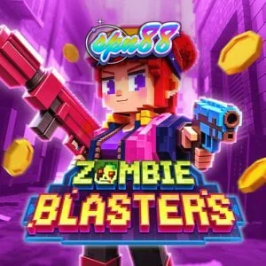 Tampilan visual permainan slot Zombie Blasters dengan tema arkade retro